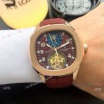 New Fake Patek Philippe Aquanaut Rose Gold Brown Moonphase Dial Watches